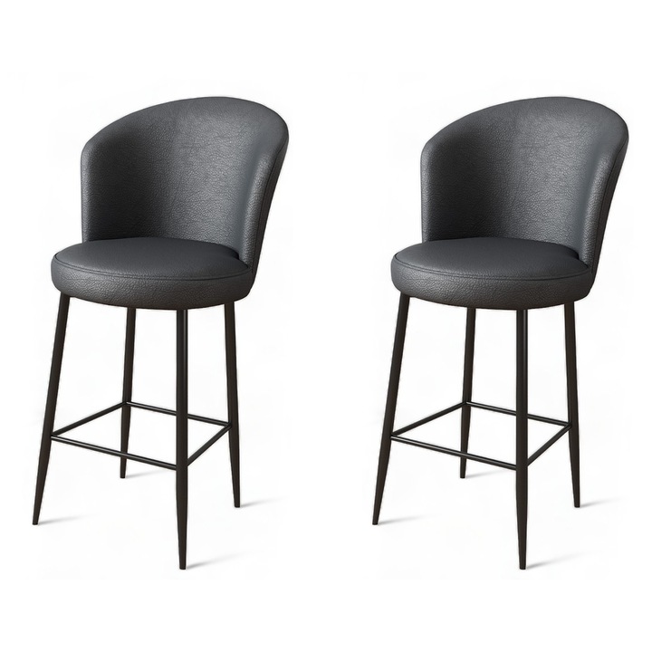 Set de scaune bar, Woody Fashion, 100% metal, piele ecologica, 46x107x40cm, 2 piese