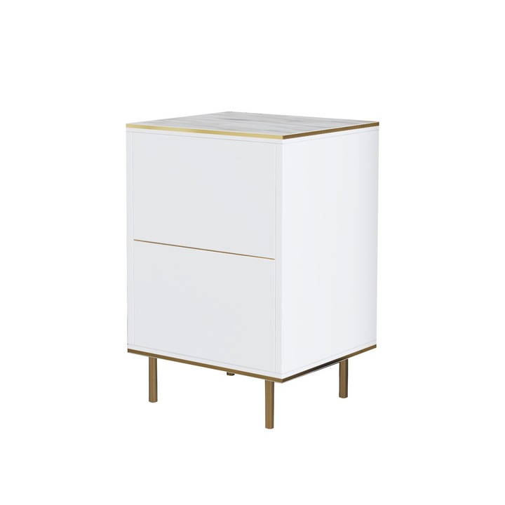 Noptiera, Woody Fashion, 18mm, 40x60x35cm, cu rafturi, montabila pe perete, alb