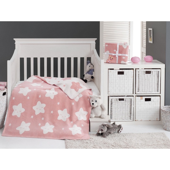 Babapléd csillaggal, színes pamut 8279