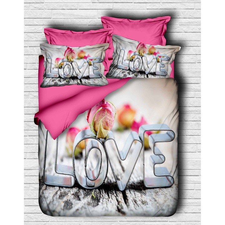 Set lenjerie de pat, Colour Cotton 200x220cm multicolor 50x70cm