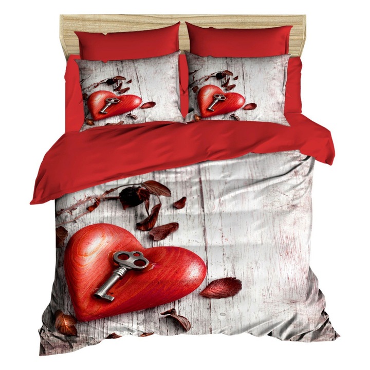 Set lenjerie de pat, COLOUR COTTON, 200x220cm, 220x240cm, 2 perne 50x70cm, multicolor, 100% poliester microsatin, 100% bumbac