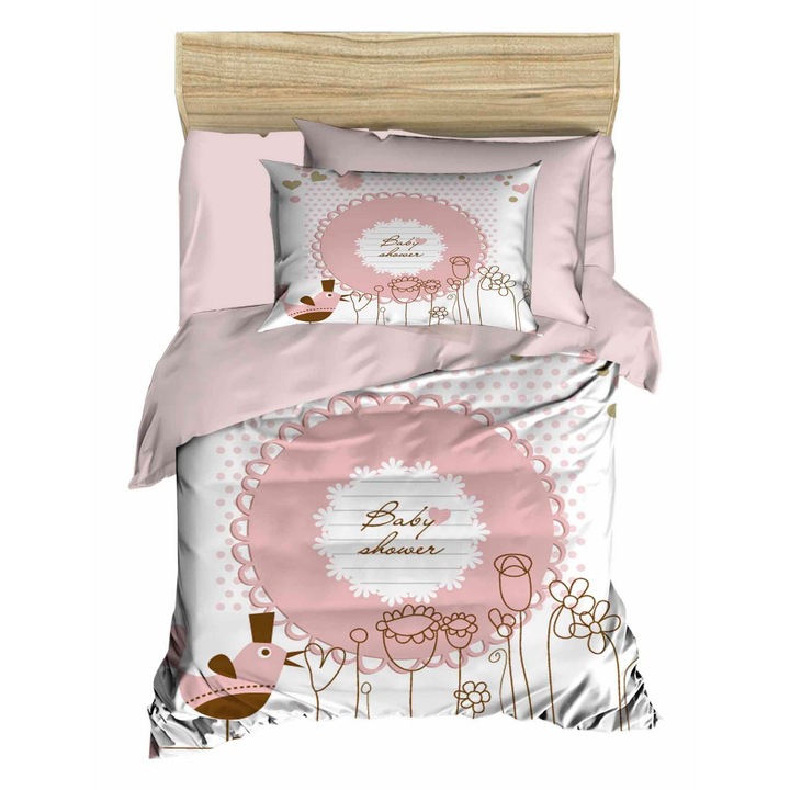 Set lenjerie patut COLOUR COTTON, 100% poliester microsatin, 100x150cm, 120x150cm, 2 perne 35x55cm, multicolor