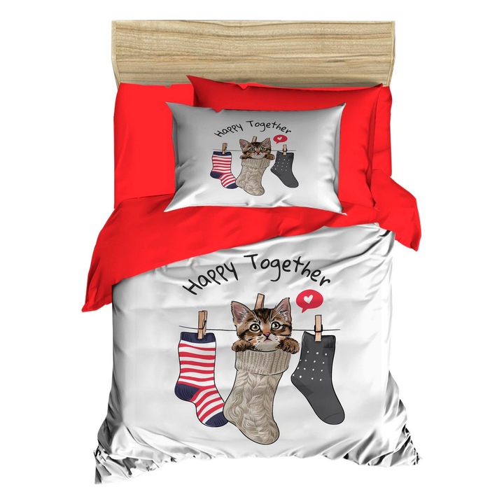 Set lenjerie patut COLOUR COTTON, 100% poliester microsatin, 100x150cm, 120x150cm, 2 perne 35x55cm, multicolor