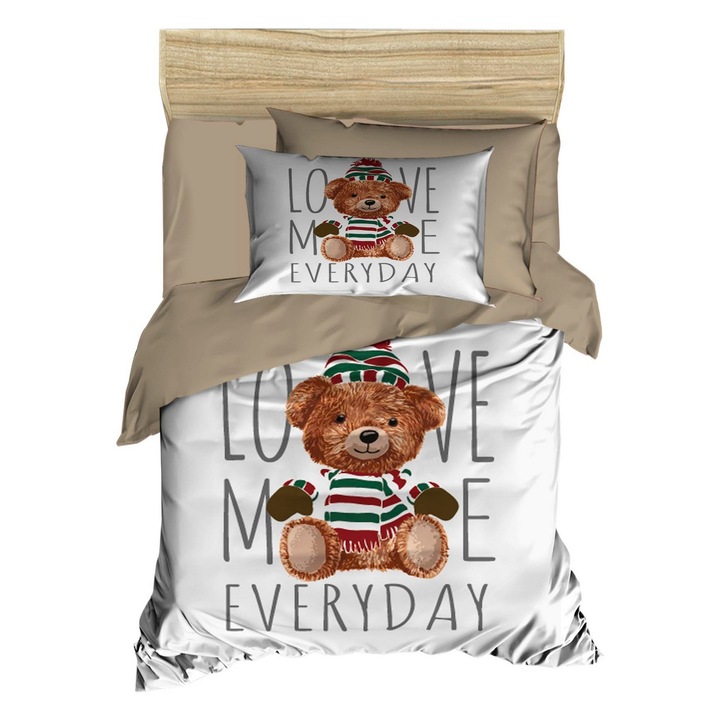 Set lenjerie patut COLOUR COTTON, 100% poliester microsatin, 100x150cm, 120x150cm, 2 perne 35x55cm, multicolor