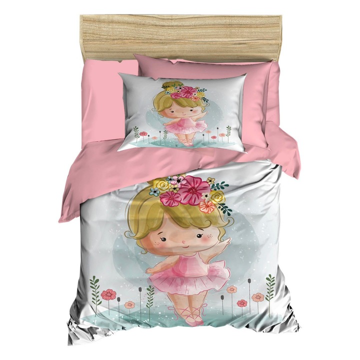 Set lenjerie patut COLOUR COTTON, 100% poliester microsatin, 100x150cm, 120x150cm, 2 perne 35x55cm, multicolor