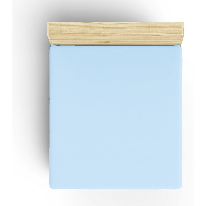 Cearceaf de pat COLOUR COTTON, ranforce, 100% bumbac, albastru deschis, 90x200+30cm