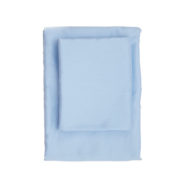 Paplanhuzat/párnahuzat szett SZÍNES PAMUT, szatén, 140x200cm/60x60cm, világoskék