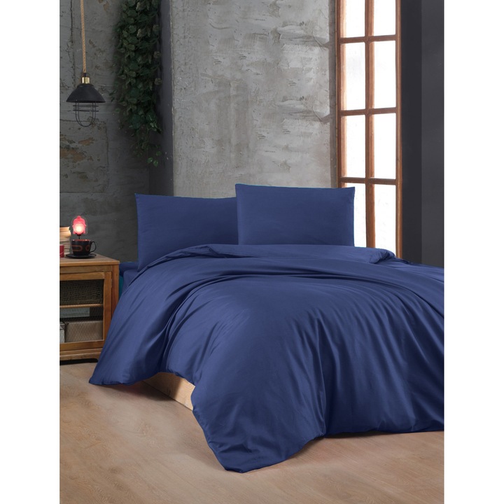 Paplanhuzat/2 párnahuzat szett SZÍNES PAMUT, kék, pamut, 200x200cm/60x60cm