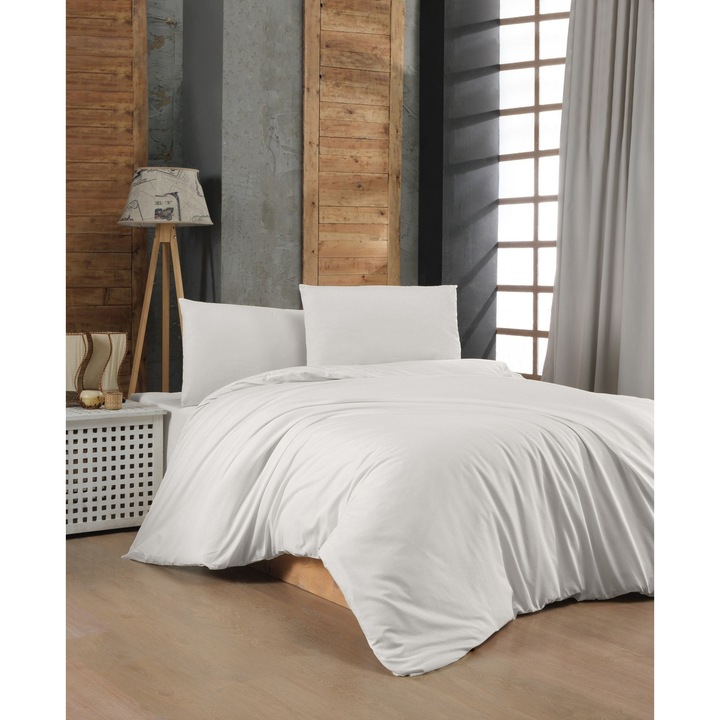 Paplanhuzat/2 párnahuzat szett SZÍNES PAMUT, pamut, fehér, 200x200cm/60x60cm