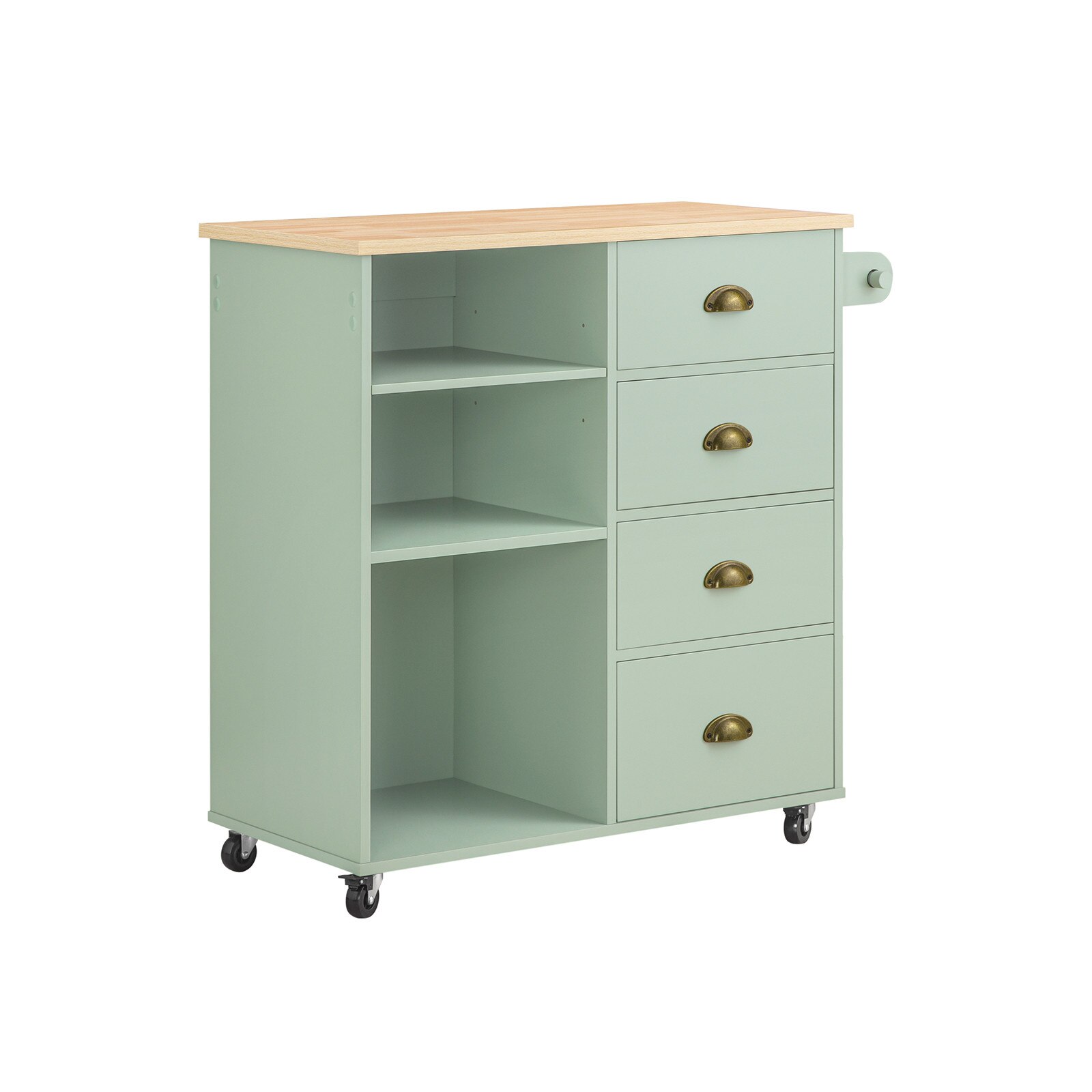 Carucior de bucatarie Sobuy multifunctional, 3 sertare, verde