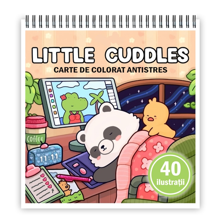 Антистресова книжка за оцветяване, 40 илюстрации на Little Cuddles, 86 страници, Формат: A4, Издателство Cadouri Legendare