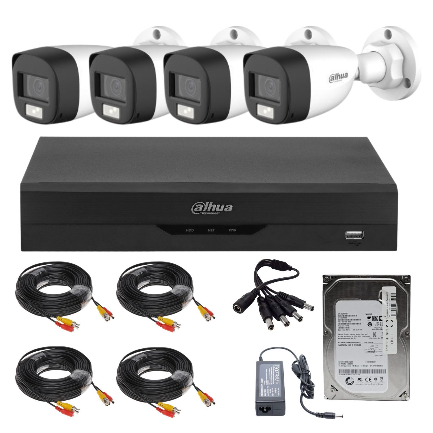 Sistem supraveghere Dahua, 4 camere, 2MP, Dual Light, IR 20m