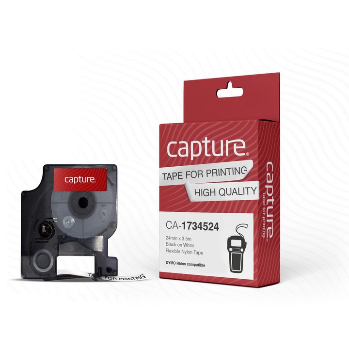 Banda elastica din nailon Capture, 24mm x 3.5m, alb-negru