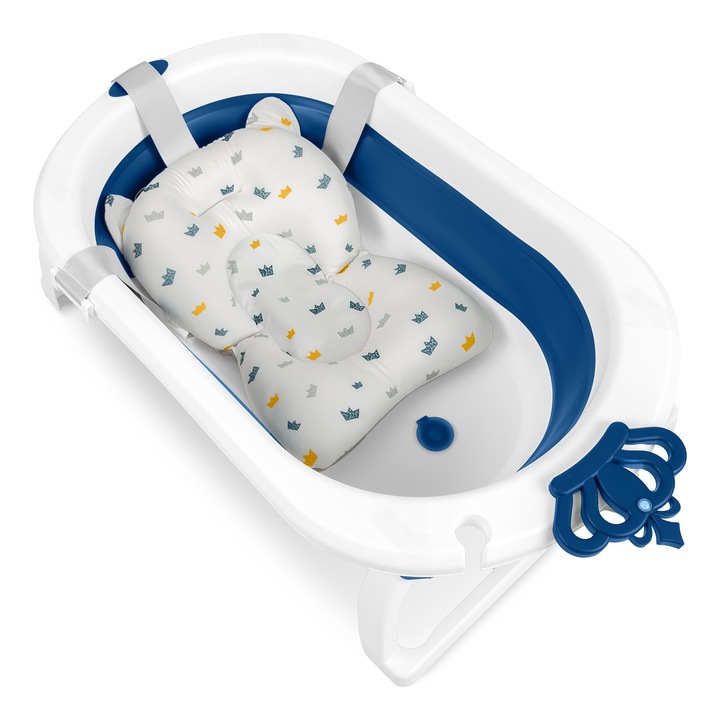 Cada pliabila pentru bebelusi Ricokids RK-286, cuinsertie, alb-albastru