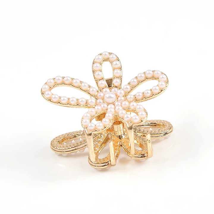 Cleste de par in forma de floare cu perle albe, Meli Melo Paris