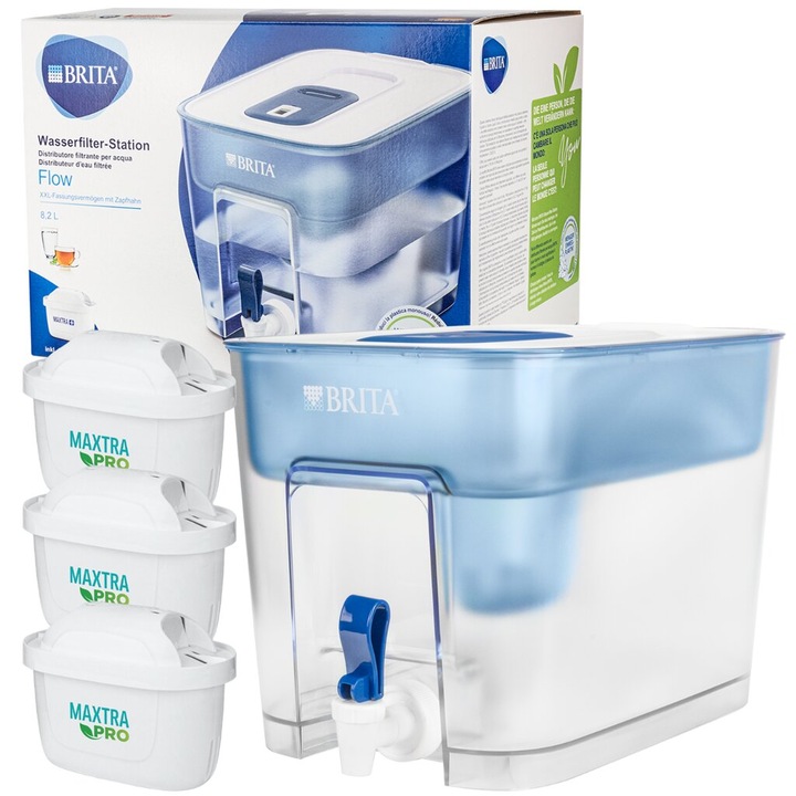 Brita Flow szűrős bögre 8,2 l, 3x Maxtra PRO szűrő, 30,4x22x21,4 cm, fehér