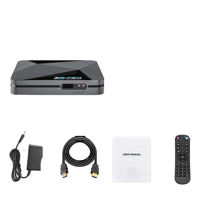 Consola jocuri retro Super Console X2 Pro, 2 controllere wireless, negru, 128GB