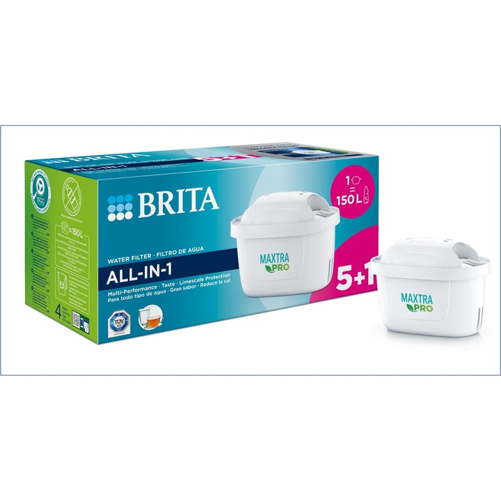 6 db-os szűrőbetét készlet, Brita Maxtra Pro, all-in-1, univerzális, 4 hét, fehér