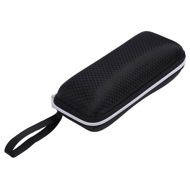 Etui ochelari Stylion ETC-97 negru 16.5x5x6.5cm, cu fermoar si maner