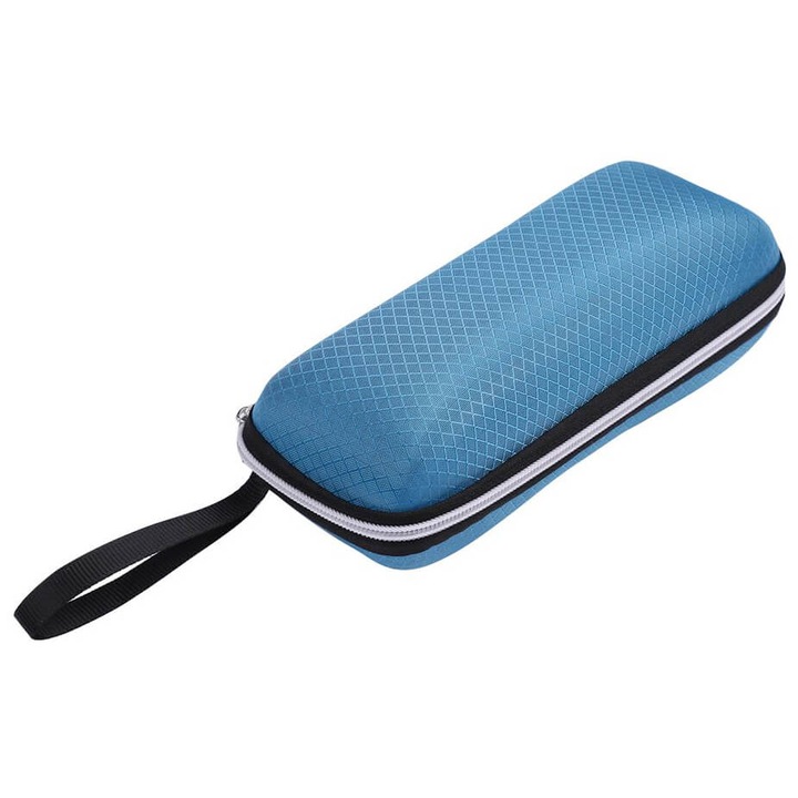 Husa albastra pentru ochelari cu fermoar si maner ETC-97C