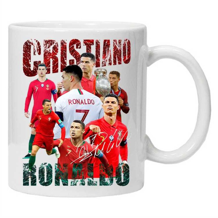 Cana personalizata cu "Cristiano Ronaldo", CRD PRINT, 330ml, alba