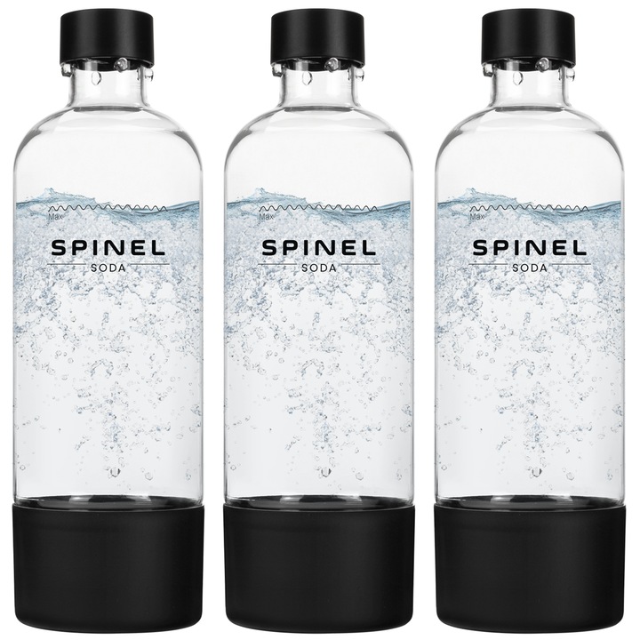 SpinelSoda Palack vízkarbonizáló készülékhez, fekete, 3 db