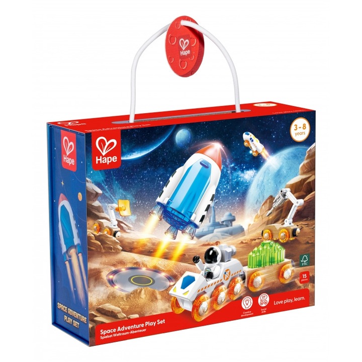Set de joaca, Hape, Aventura spatiala, 15 piese