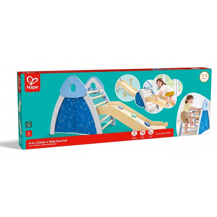 Fa szett, Hape, 4 az 1-ben mászó- és csúszda szett, 176, 28 x 52, 5 x 79, 25 cm