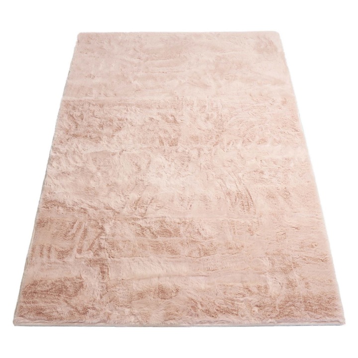 Пухкав килим, Softi Home, Нов Заек, Материал 100% Супер мек микрофибър полиестер, Деликатен вид прежда, Мек, Пухкав, Височина на преждата приблизително 20 мм, Неплъзгаща се основа с гумени възли, 80 x 120 см, Пудрово розов