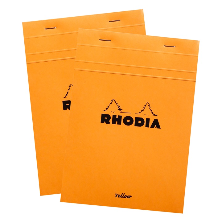 Комплект 2 тетрадки Rhodia Orange N16 14.8x21 см, Закрепени с телбод, 80 жълти листа, Математика