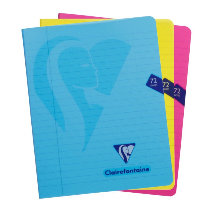 Clairefontaine Mymesys 3 darabos A5+ tűzött jegyzetfüzet készlet(16.5x21cm), 36 lap, Jegyzet, Különböző színekben