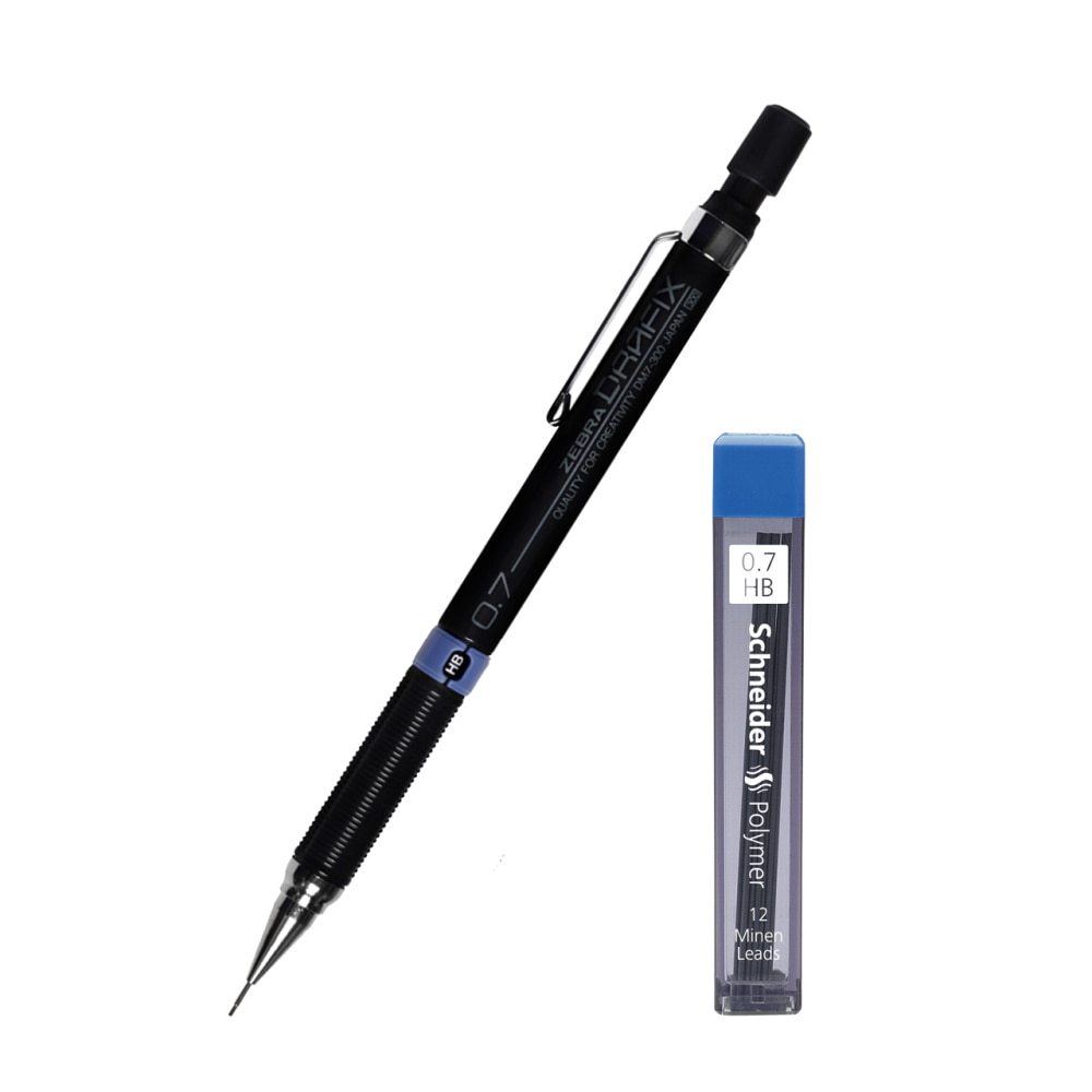 Creion mecanic Zebra Drafix, 0.7mm + Mina creion 0.7