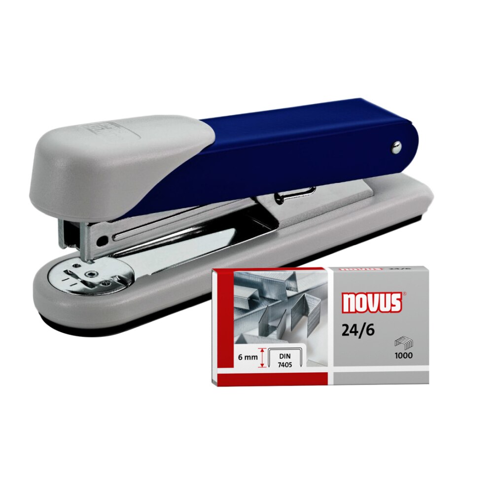Set Capsator 30 file Novus Stabil, Albastru + Capse 24/6, 1000/cutie, Novus