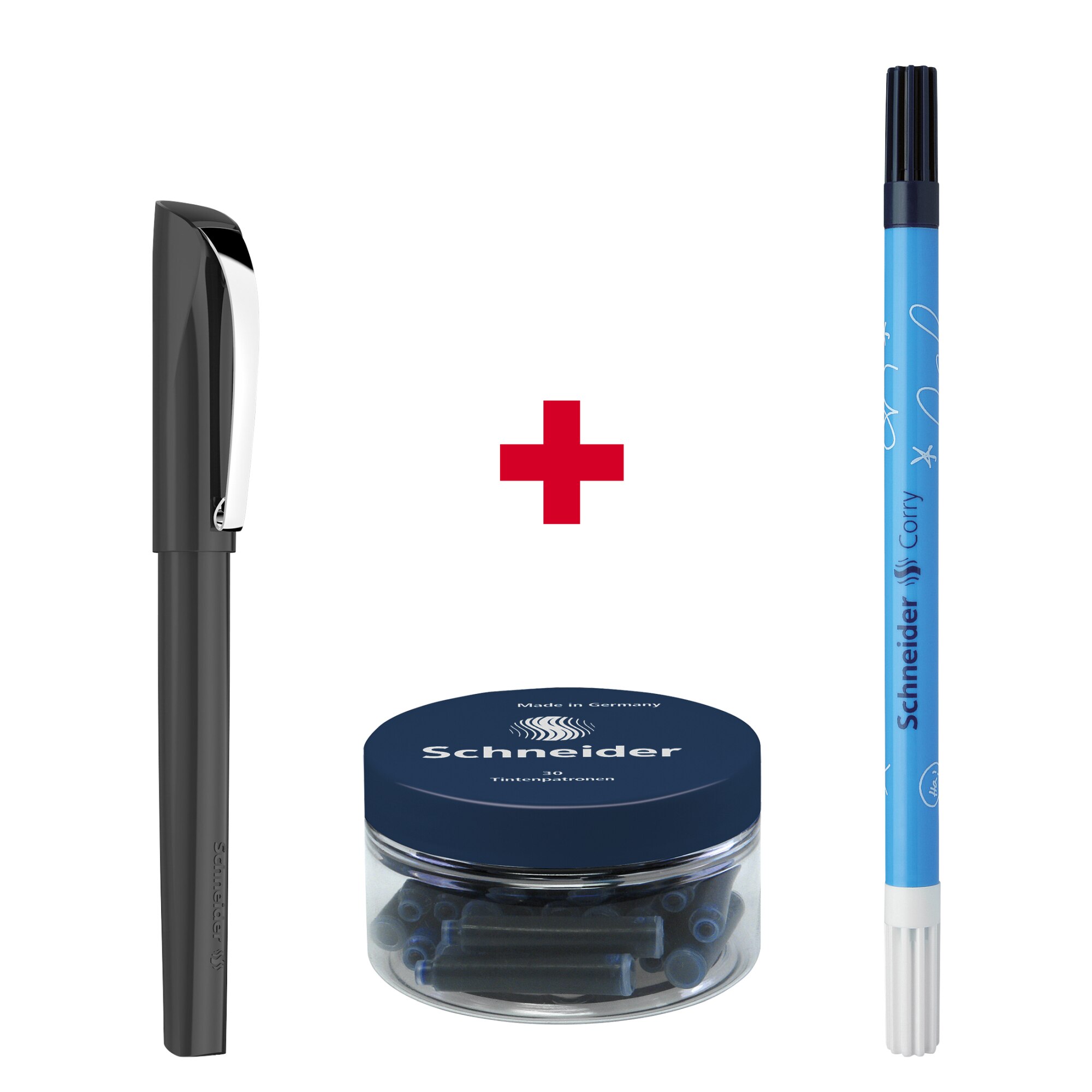 Stilou Schneider Ceod Classic, negru + Patron stilou 30/borcan + Pic Corry