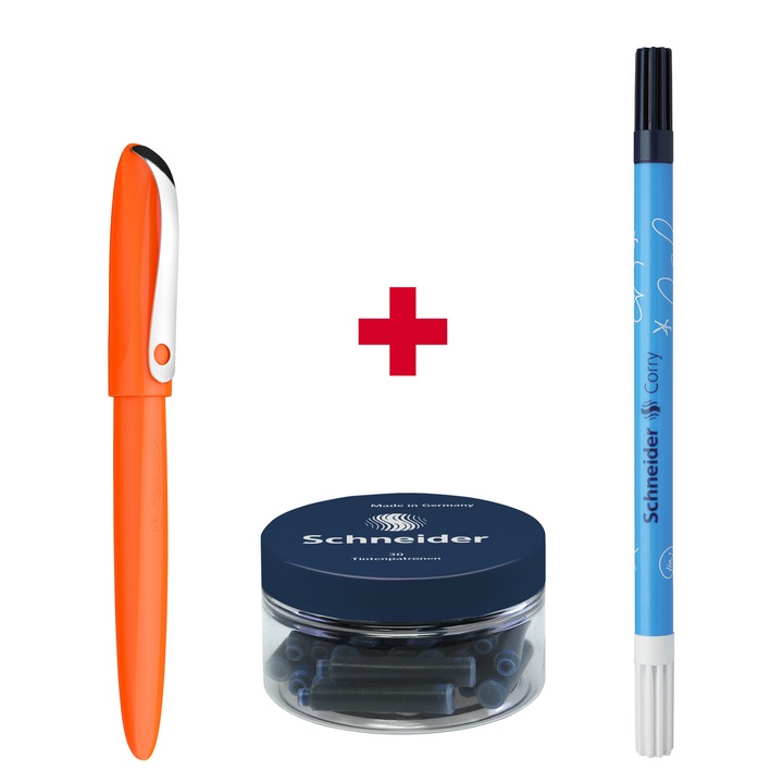 Stilou Schneider Wavy, Portocaliu + Patron stilou 30/borcan + Pic Corry