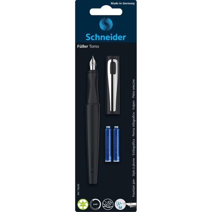 Stilou Schneider Tomo + 2 rezerve/blister, Negru