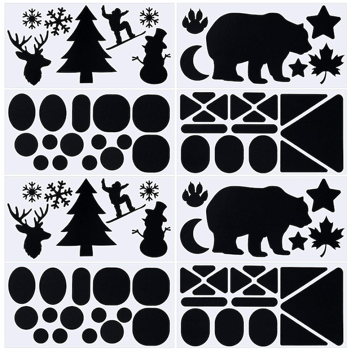 Set 8 pachete petice autoadezive pentru repararea hainelor, Momcbebe，diverse modele, 20x10cm, negru