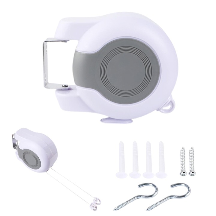 Behúzható ruhaszárító kötél 2 dróttal, 2 x 15 m, szürke, ruhaszárító kötél, utazó ruhaszárító kötél, robusztus ruhaszárító kötél, kempingezéshez és utazáshoz alkalmas