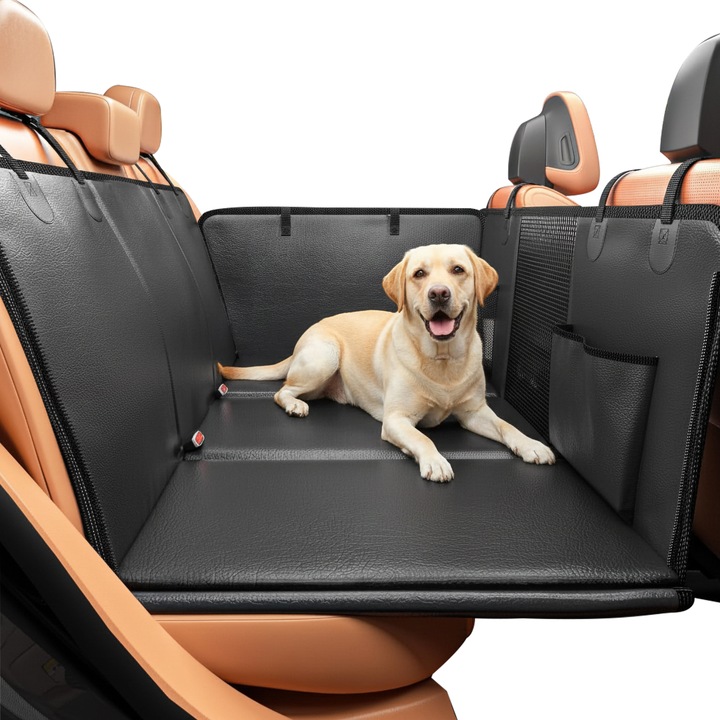 Husa pentru Scaun Auto pentru Caini, Freemos®, pentru Scaunul din Spate, Piele PU, Fund Dur, Capacitate 180 kg, Impermeabil, Anti-Zgarietura