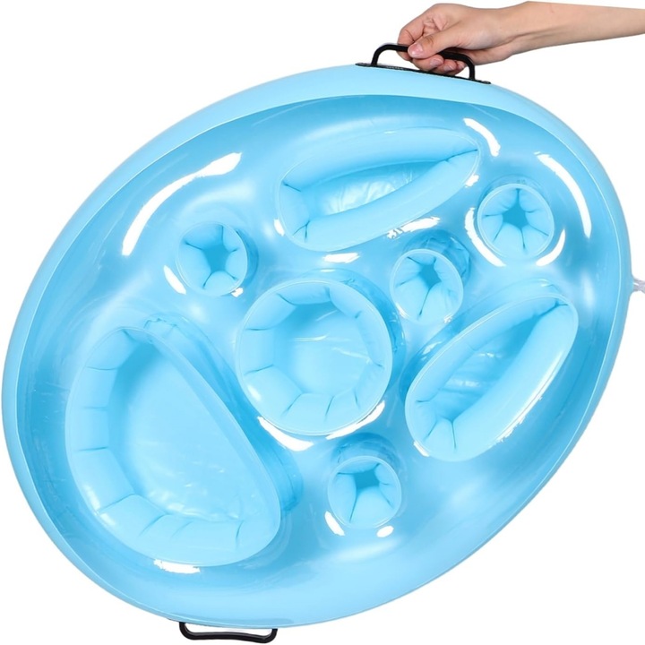 Плаваща поставка за басейн, Надуваем бар за басейн, Надуваем държач за напитки, Надуваем държач за напитки за басейн, за басейн и спа, 70x50x10 см, PVC, за многократна употреба, син