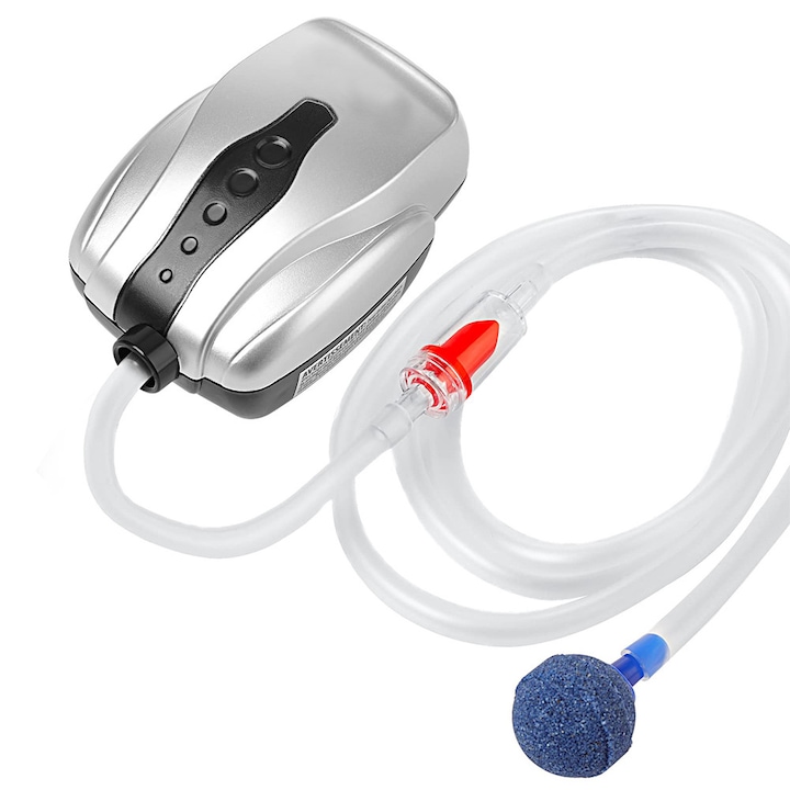 Pompa de aer acvariu SWJOYOL, alb, 1.2l/min, 15l, 4x9x5cm, set complet cu accesorii