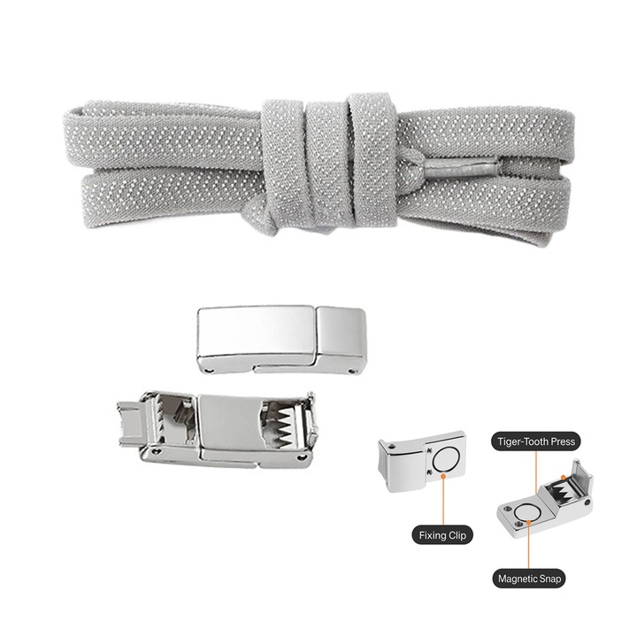 Sireturi fara legare cu magnet, fara surub, din metal rezistent，Gri / Argintiu