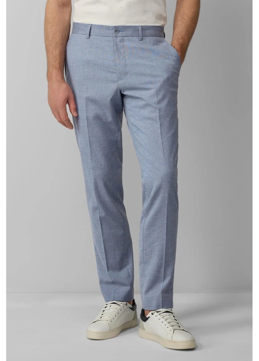 s.Oliver BLACK LABEL Мъжки панталон за костюм с фин десен и кройка Regular Fit, Светлосин