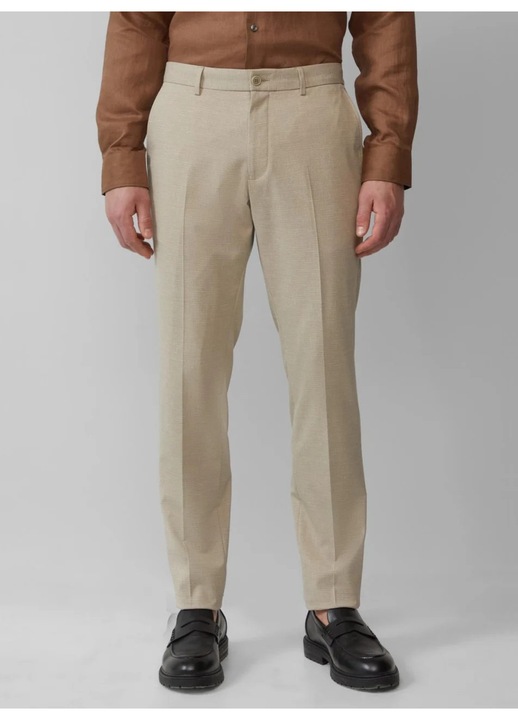 s.Oliver BLACK LABEL Мъжки панталон за костюм с фин десен и кройка Regular Fit, Светлокафяв