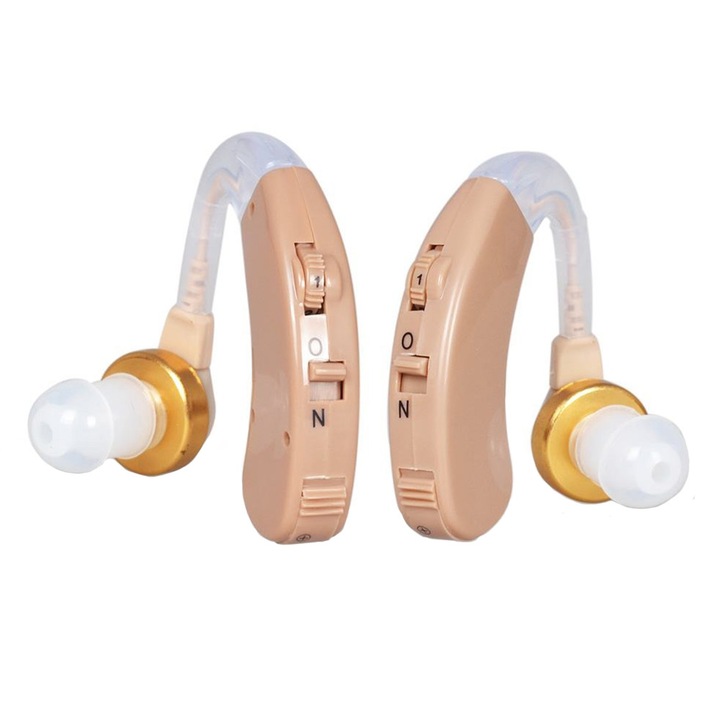 Комплект 2x Премиум слухов апарат, с акумулатор, автономност до 100 часа, 130 dB, Усилвател на звук, аксесоари, за възрастни