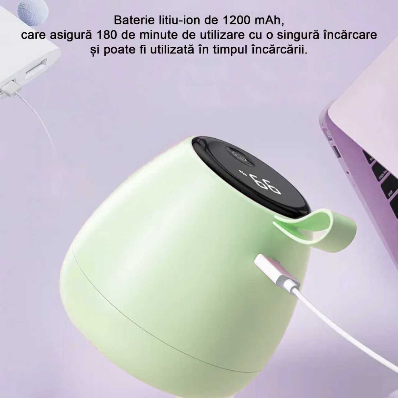 Aparat electric pentru indepartarea scamelor,5 w, 1200mAh, cu indicator de baterie, 3 lame, pentru haine, pulovere, fleece, indeparteaza bilele de scame de pe haine, reincarcabil prin USB, viteza de rotatie a lamei 8000 RPM, usor de transportat, verde