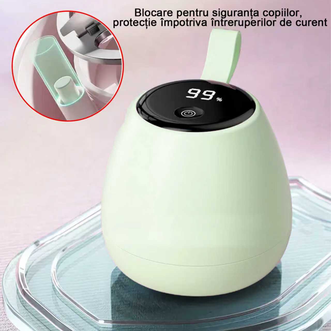 Aparat electric pentru indepartarea scamelor,5 w, 1200mAh, cu indicator de baterie, 3 lame, pentru haine, pulovere, fleece, indeparteaza bilele de scame de pe haine, reincarcabil prin USB, viteza de rotatie a lamei 8000 RPM, usor de transportat, verde