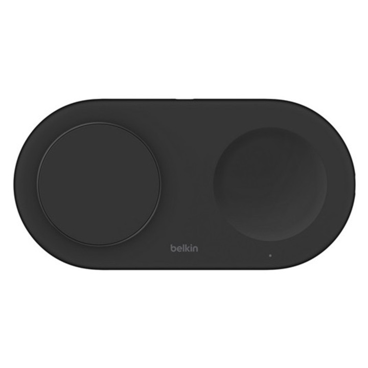 Belkin asztali töltő 2in1, 15w, gyorstöltő, wireless, magsafe, apple airpods töltő, qi2, fekete