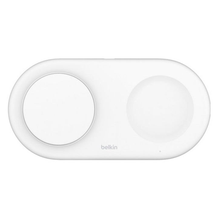 Belkin asztali töltő 2in1, 15w, gyorstöltő, wireless, magsafe, apple airpods töltő, qi2, fehér