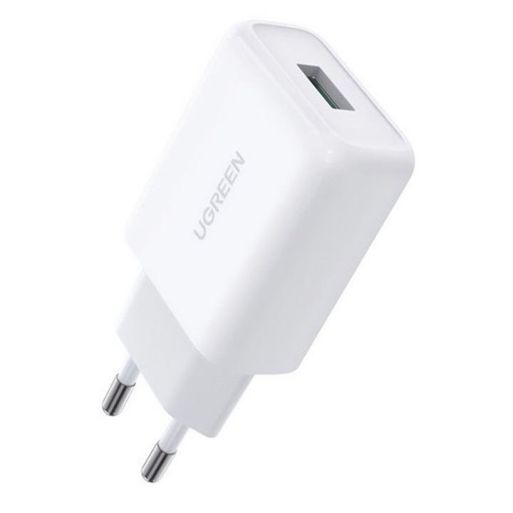 Ugreen cd122 hálózati töltő usb aljzat, 18w, gyorstöltő 3.0, fehér